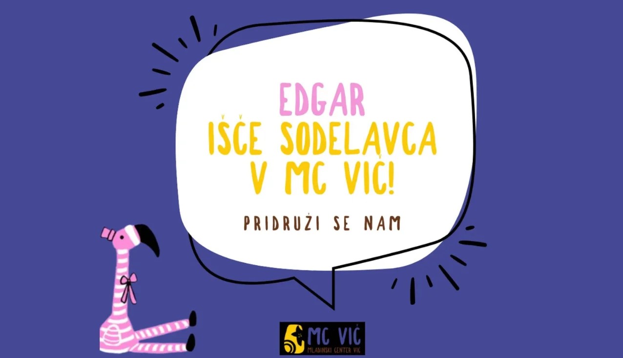 napis na belem okvirčku: Egar išče sodelavca v MC Vič! Pridruži se nam