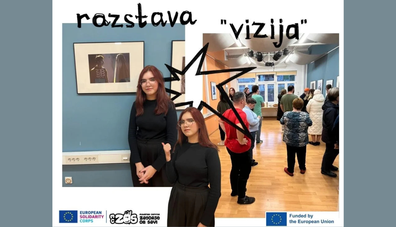 kolaž fotografij dogajanja na otvoritvi razstave